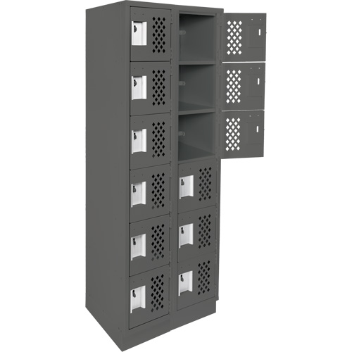 Assembled Lockerettes Clean Line Perforated Economy Lockers, 6 -tier, Bank of 2, 18" x 72" x 12", Steel Equipment World