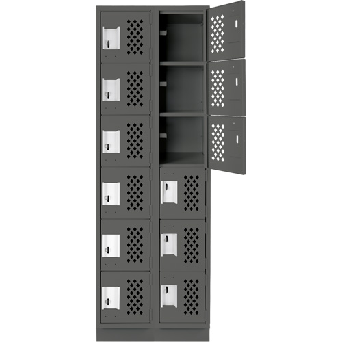 Assembled Lockerettes Clean Line Perforated Economy Lockers, 6 -tier, Bank of 2, 18" x 72" x 12", Steel Equipment World