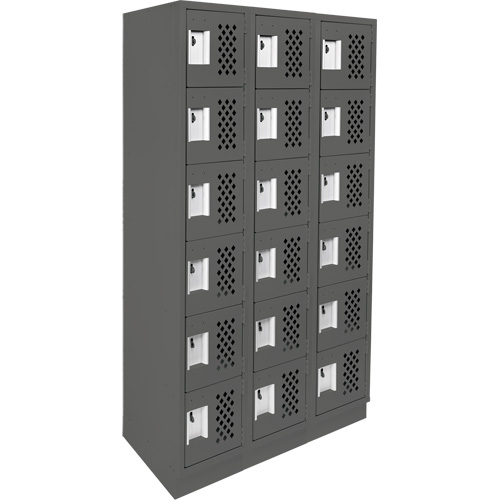 Assembled Lockerettes Clean Line Perforated Economy Lockers, 6 -tier, Bank of 3, 18" x 72" x 12", Steel Equipment World