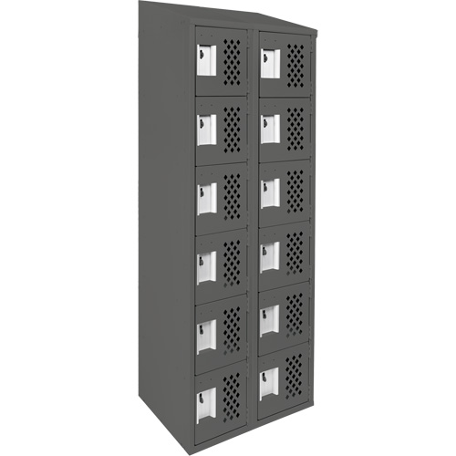 Clean-Line Perforated Lockerette, 6 -tier, Bank of 2, 15" x 72" x 12", Steel Equipment World