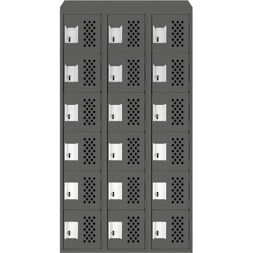 Clean-Line Perforated Lockerette, 6 -tier, Bank of 3, 15" x 72" x 12", Steel Equipment World