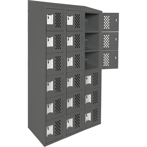 Clean-Line Perforated Lockerette, 6 -tier, Bank of 3, 15" x 72" x 12", Steel Equipment World