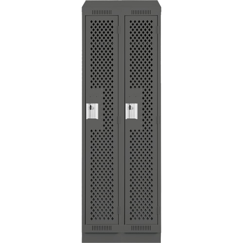 Clean Line Lockers, Bank of 2, 24" x 12" x 82", Steel, Charcoal, Rivet (Assembled), Perforated Equipment World