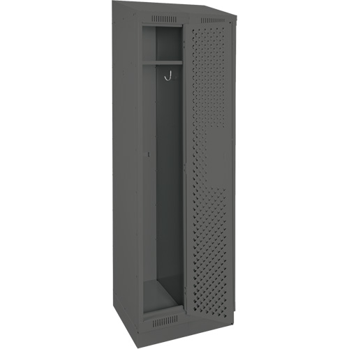 Clean Line Lockers, Bank of 2, 24" x 12" x 82", Steel, Charcoal, Rivet (Assembled), Perforated Equipment World