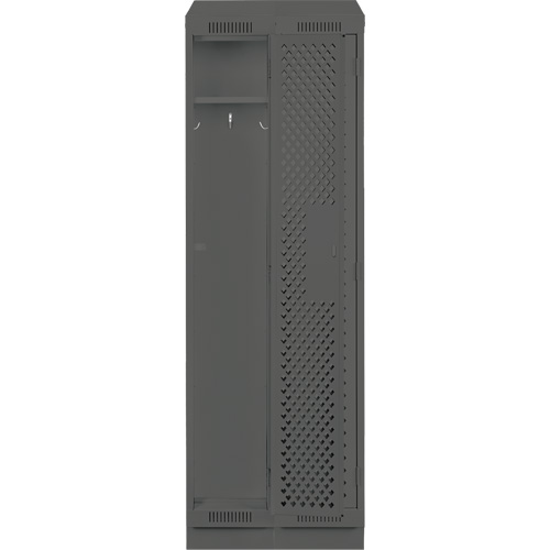 Clean Line Lockers, Bank of 2, 24" x 12" x 82", Steel, Charcoal, Rivet (Assembled), Perforated Equipment World