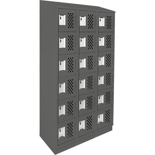 Clean-Line Perforated Lockerette, 6 -tier, Bank of 3, 12" x 72" x 12", Steel Equipment World
