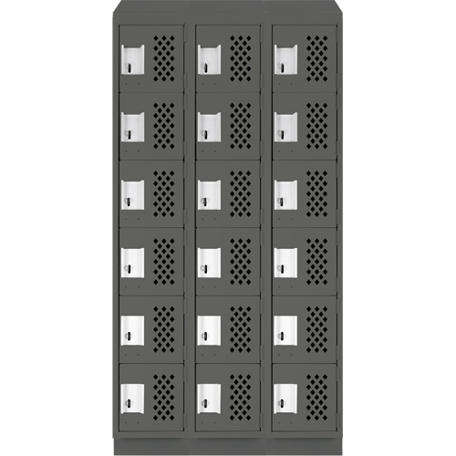 Clean-Line Perforated Lockerette, 6 -tier, Bank of 3, 12" x 72" x 12", Steel Equipment World