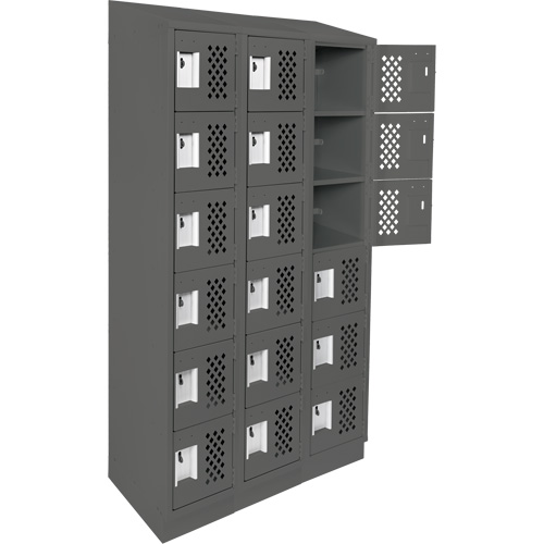 Clean-Line Perforated Lockerette, 6 -tier, Bank of 3, 12" x 72" x 12", Steel Equipment World