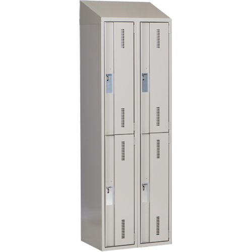 Concorde Heavy-Duty Lockers, 2 -tier, Bank of 2, 24" x 18" x 78", Steel, Grey, Welded (Assembled) Equipment World