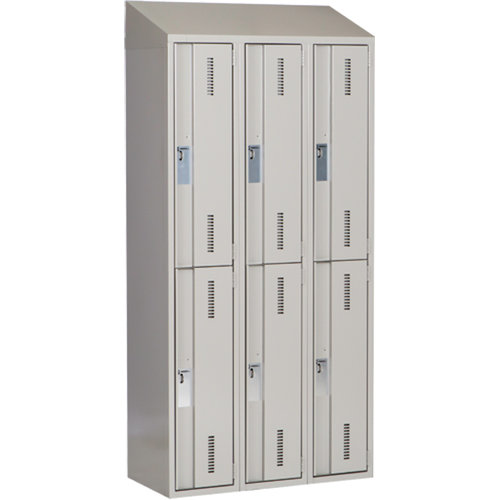 Concorde Heavy-Duty Lockers, 2 -tier, Bank of 3, 36" x 18" x 78", Steel, Grey, Welded (Assembled) Equipment World