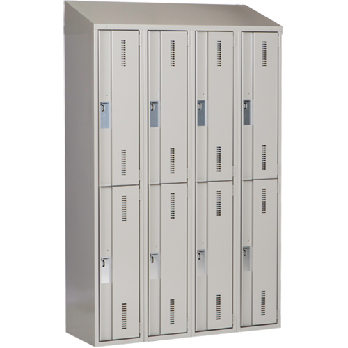 Concorde Heavy-Duty Lockers, 2 -tier, Bank of 4, 48" x 18" x 78", Steel, Grey, Welded (Assembled) Equipment World