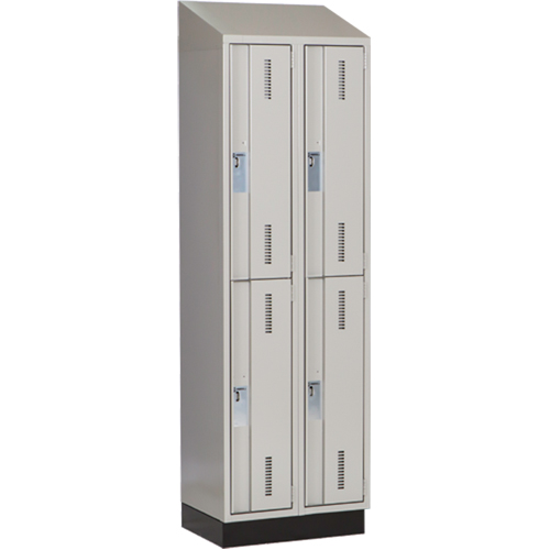 Concorde Heavy-Duty Lockers, 2 -tier, Bank of 2, 24" x 18" x 82", Steel, Grey, Welded (Assembled) Equipment World