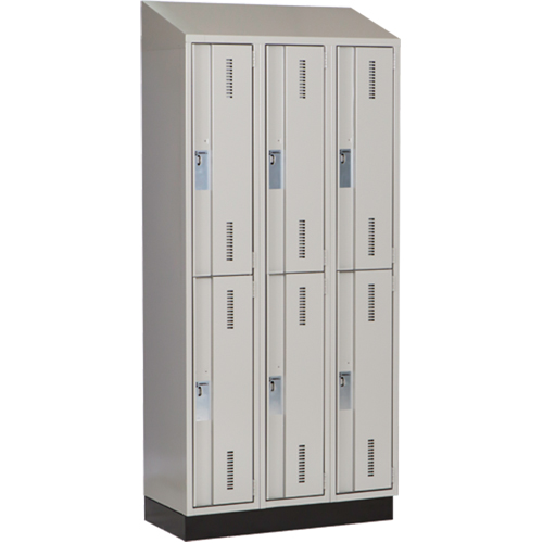 Concorde Heavy-Duty Lockers, 2 -tier, Bank of 3, 36" x 18" x 82", Steel, Grey, Welded (Assembled) Equipment World