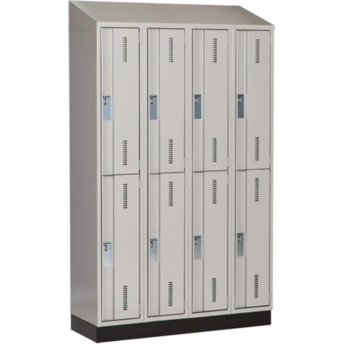 Concorde Heavy-Duty Lockers, 2 -tier, Bank of 4, 48" x 18" x 82", Steel, Grey, Welded (Assembled) Equipment World