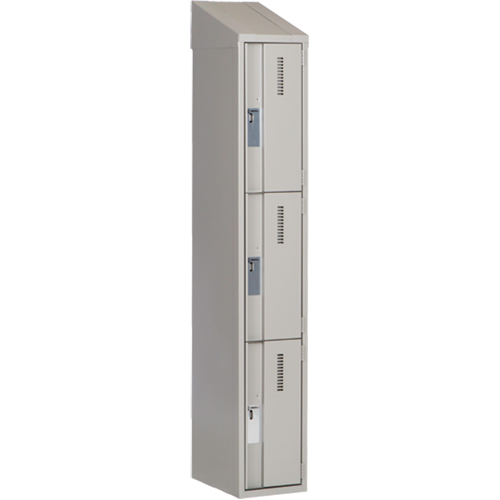 Concorde Heavy-Duty Lockers, 3 -tier, 12" x 18" x 78", Steel, Grey, Welded (Assembled) Equipment World