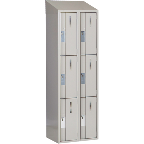 Concorde Heavy-Duty Lockers, 3 -tier, Bank of 2, 24" x 18" x 78", Steel, Grey, Welded (Assembled) Equipment World