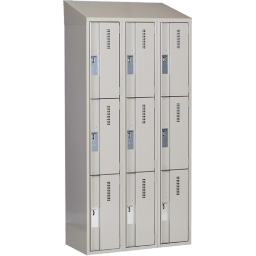 Concorde Heavy-Duty Lockers, 3 -tier, Bank of 3, 36" x 18" x 78", Steel, Grey, Welded (Assembled) Equipment World