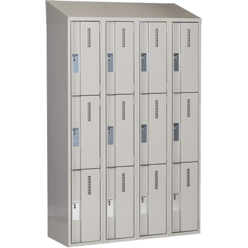 Concorde Heavy-Duty Lockers, 3 -tier, Bank of 4, 48" x 18" x 78", Steel, Grey, Welded (Assembled) Equipment World
