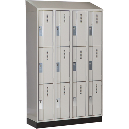 Concorde Heavy-Duty Lockers, 3 -tier, Bank of 4, 48" x 18" x 82", Steel, Grey, Welded (Assembled) Equipment World