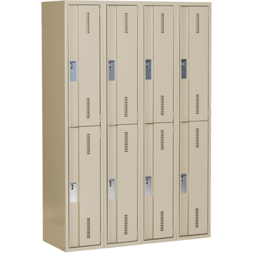 Concorde Heavy-Duty Lockers, 2 -tier, Bank of 4, 48" x 18" x 72", Steel, Beige, Welded (Assembled) Equipment World