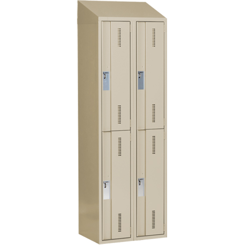Concorde Heavy-Duty Lockers, 2 -tier, Bank of 2, 24" x 18" x 78", Steel, Beige, Welded (Assembled) Equipment World