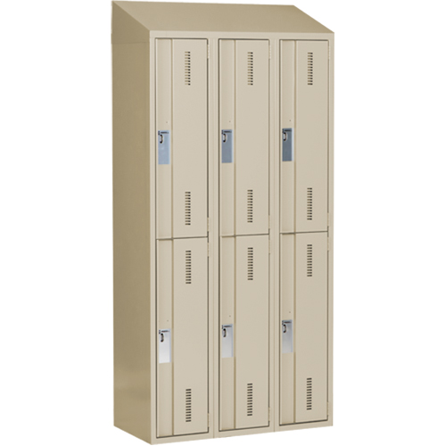 Concorde Heavy-Duty Lockers, 2 -tier, Bank of 3, 36" x 18" x 78", Steel, Beige, Welded (Assembled) Equipment World