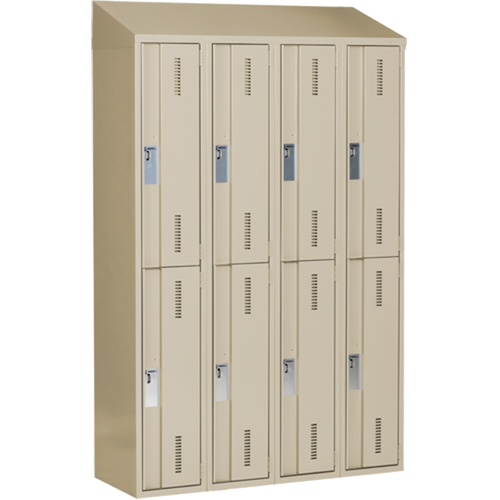Concorde Heavy-Duty Lockers, 2 -tier, Bank of 4, 48" x 18" x 78", Steel, Beige, Welded (Assembled) Equipment World
