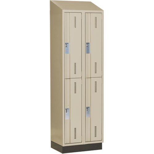 Concorde Heavy-Duty Lockers, 2 -tier, Bank of 2, 24" x 18" x 82", Steel, Beige, Welded (Assembled) Equipment World