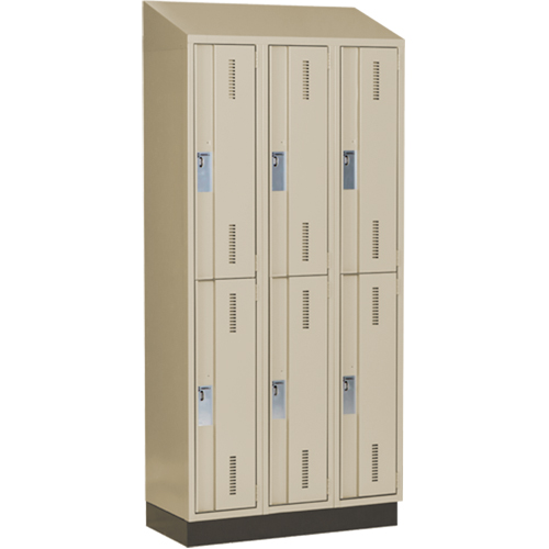 Concorde Heavy-Duty Lockers, 2 -tier, Bank of 3, 36" x 18" x 82", Steel, Beige, Welded (Assembled) Equipment World