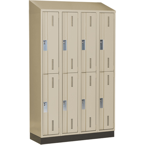 Concorde Heavy-Duty Lockers, 2 -tier, Bank of 4, 48" x 18" x 82", Steel, Beige, Welded (Assembled) Equipment World