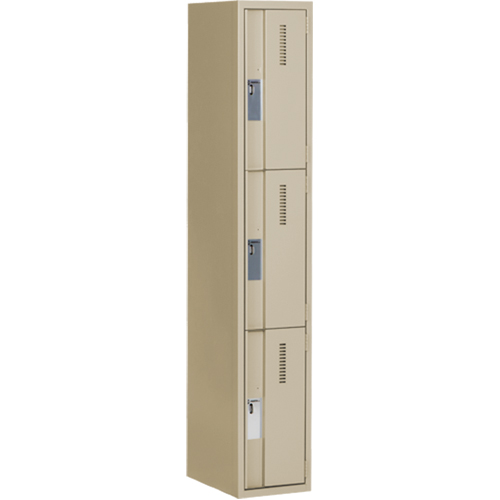 Casiers robustes Concorde, 3 niveaux, 12" x 18" x 72", Acier, Beige, Soud&eacute; (assembl&eacute;) Equipment World