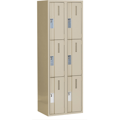 Casiers robustes Concorde, 3 niveaux, Bloc de 2, 24" x 18" x 72", Acier, Beige, Soud&eacute; (assembl&eacute;) Equipment World