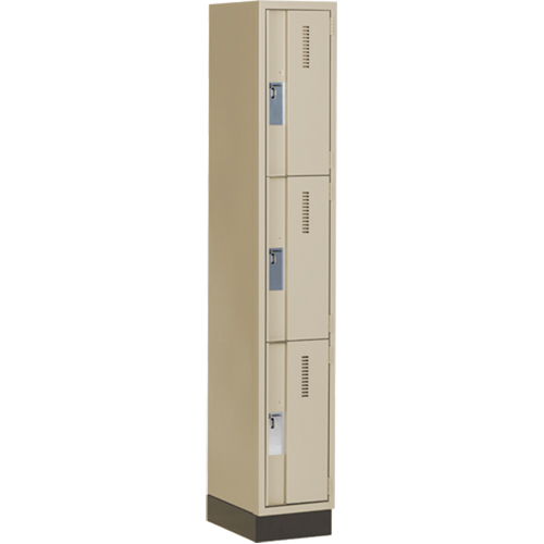 Casiers robustes Concorde, 3 niveaux, 12" x 18" x 76", Acier, Beige, Soud&eacute; (assembl&eacute;) Equipment World