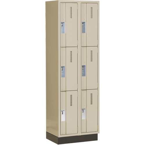 Casiers robustes Concorde, 3 niveaux, Bloc de 2, 24" x 18" x 76", Acier, Beige, Soud&eacute; (assembl&eacute;) Equipment World