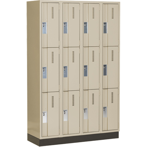 Casiers robustes Concorde, 3 niveaux, Bloc de 4, 48" x 18" x 76", Acier, Beige, Soud&eacute; (assembl&eacute;) Equipment World