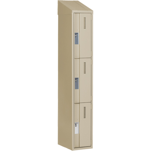 Concorde Heavy-Duty Lockers, 3 -tier, 12" x 18" x 78", Steel, Beige, Welded (Assembled) Equipment World