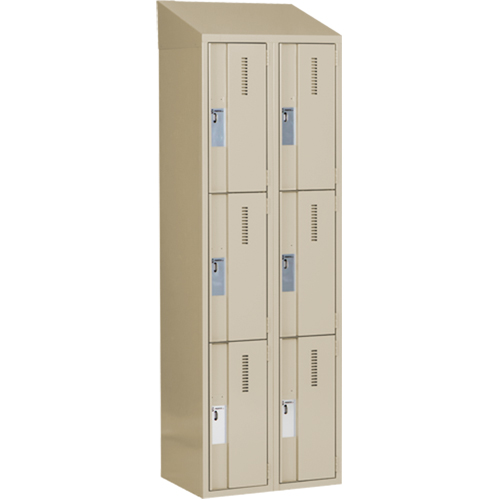 Concorde Heavy-Duty Lockers, 3 -tier, Bank of 2, 24" x 18" x 78", Steel, Beige, Welded (Assembled) Equipment World