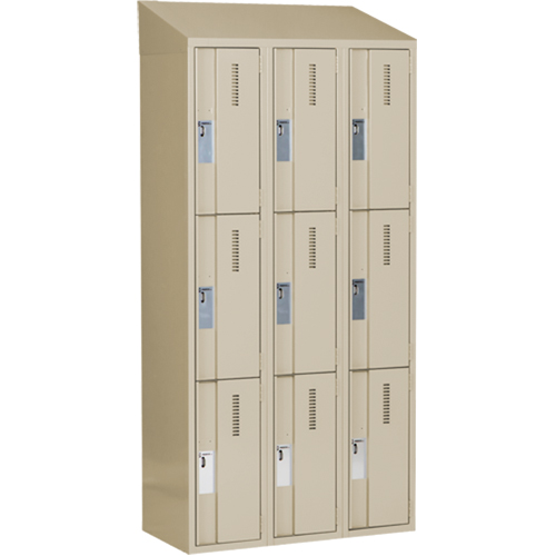 Concorde Heavy-Duty Lockers, 3 -tier, Bank of 3, 36" x 18" x 78", Steel, Beige, Welded (Assembled) Equipment World