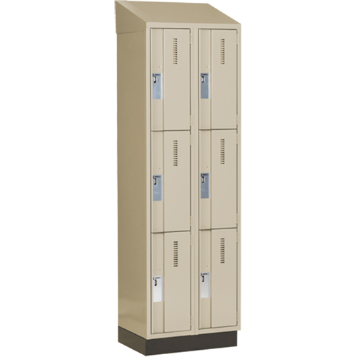 Casiers robustes Concorde, 3 niveaux, Bloc de 2, 24" x 18" x 82", Acier, Beige, Soud&eacute; (assembl&eacute;) Equipment World