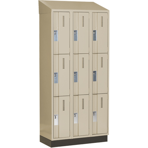 Casiers robustes Concorde, 3 niveaux, Bloc de 3, 36" x 18" x 82", Acier, Beige, Soud&eacute; (assembl&eacute;) Equipment World