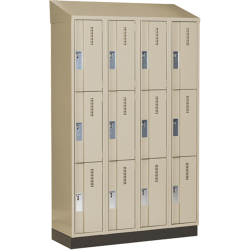 Casiers robustes Concorde, 3 niveaux, Bloc de 4, 48" x 18" x 82", Acier, Beige, Soud&eacute; (assembl&eacute;) Equipment World