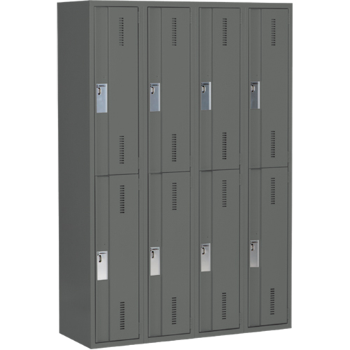 Concorde Heavy-Duty Lockers, 2 -tier, Bank of 4, 48" x 18" x 72", Steel, Charcoal, Welded (Assembled) Equipment World