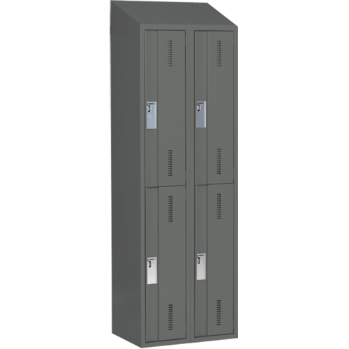 Concorde Heavy-Duty Lockers, 2 -tier, Bank of 2, 24" x 18" x 78", Steel, Charcoal, Welded (Assembled) Equipment World