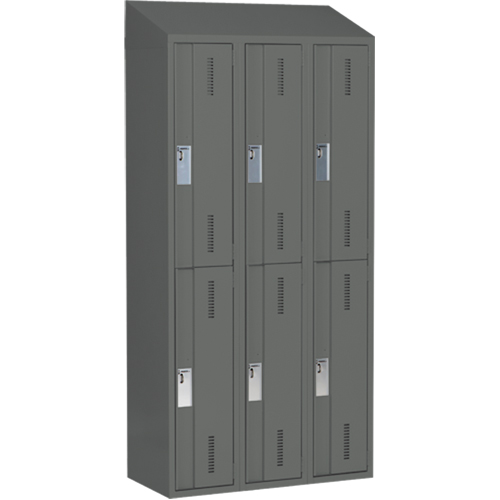 Concorde Heavy-Duty Lockers, 2 -tier, Bank of 3, 36" x 18" x 78", Steel, Charcoal, Welded (Assembled) Equipment World