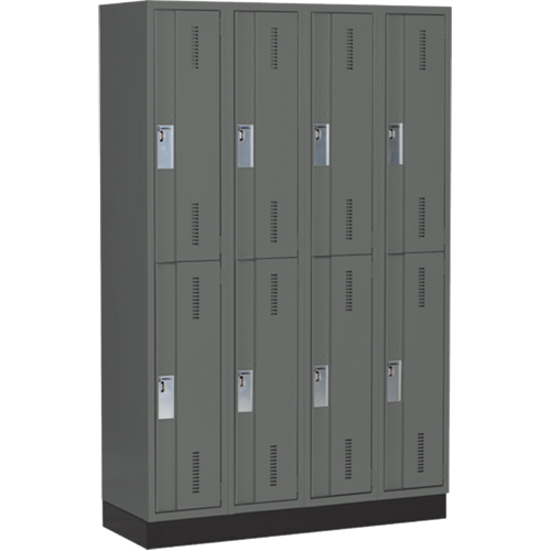 Concorde Heavy-Duty Lockers, 2 -tier, Bank of 4, 48" x 18" x 76", Steel, Charcoal, Welded (Assembled) Equipment World
