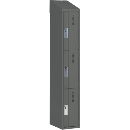 Concorde Heavy-Duty Lockers, 3 -tier, 12" x 18" x 78", Steel, Charcoal, Welded (Assembled) Equipment World