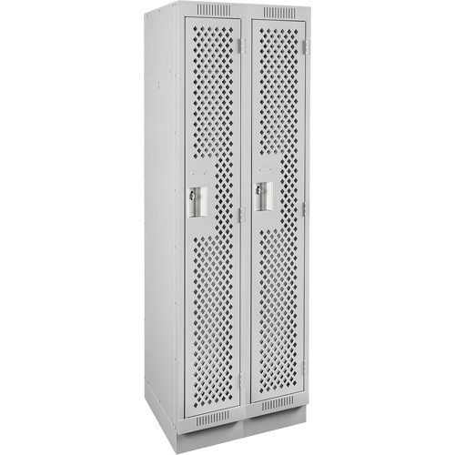 Clean Line Lockers, Bank of 2, 24" x 15" x 76", Steel, Grey, Rivet (Assembled), Perforated Equipment World