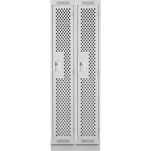 Clean Line Lockers, Bank of 2, 24" x 15" x 76", Steel, Grey, Rivet (Assembled), Perforated Equipment World