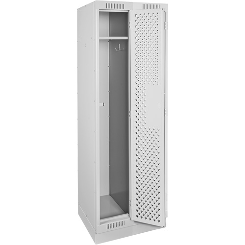 Clean Line Lockers, Bank of 2, 24" x 15" x 76", Steel, Grey, Rivet (Assembled), Perforated Equipment World