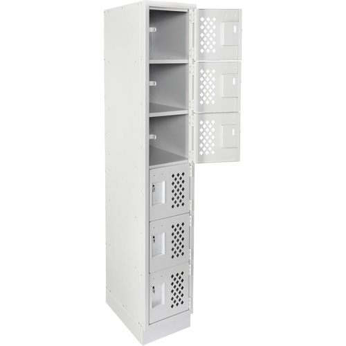Assembled Lockerettes Clean Line Perforated Economy Lockers, 6 -tier, 18" x 72" x 12", Steel Equipment World
